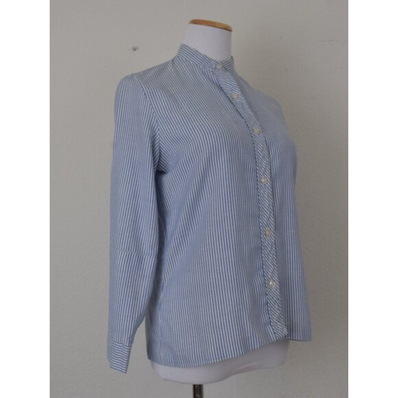 Vintage 80s‎ Striped Poly/Cotton Womens Shirt size 10 - Picture 4 of 10